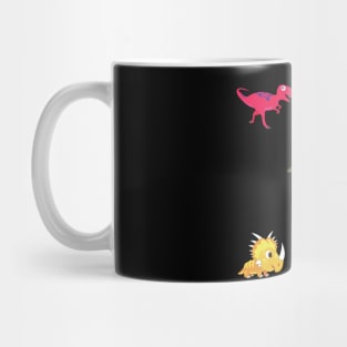 Cute and Happy Laughing Cartoon Dinosaurs Pattern Pack Mug